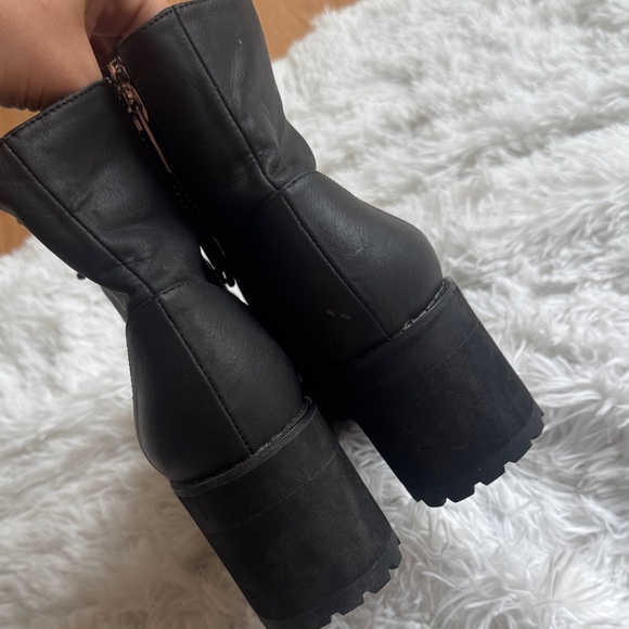 Dolls kill current mood raven Black Platform Lace-Up heeled Boots - Picture 4 of 6